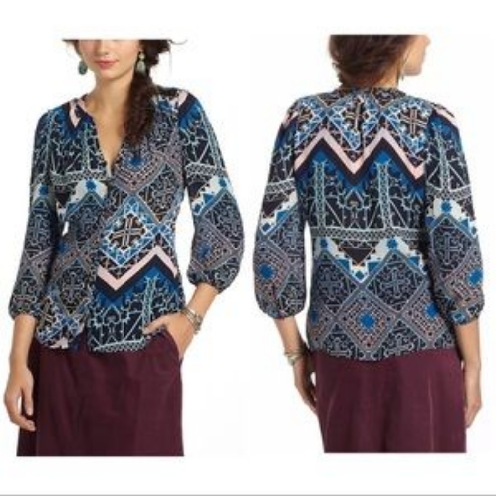 Anthropologie Leifsdottir Silk Jerez Print Top
